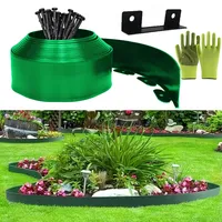 Flexible Rasenkante Kunststoff, Rasenkanten aus Kunststoff 10cmx10m, Inklusive 30 Ankerspitzen und 1 Verbinder, mit einem Paar Handschuhe, Gartenzaun decorativ (Grün, 10cmx10m)