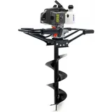 Wiltec Set Benzin Erdlochbohrer 2 Personen mit 250 mm Bohrschnecke, 2,2 kW 3 PS 63,3ccm Pfahlbohrer Pflanzenbohrer