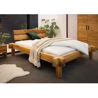Bett Doppelbett Ehebett Holzbett Balkenbett Massivholz-Bett Eiche massiv 140x200