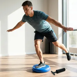 Relaxdays Balance-Kissen mit Luftpumpe blau