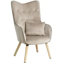 Estexo Fernsehsessel Relaxsessel Sessel mit Kissen Stoff Polsterstuhl Beige/Grau Samt