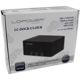 LC-POWER Lc Power LC-DOCK-U3-HUB HDD-Dockingstation mit Netzanzeige, 3-Port-USB-Hub, Ei...