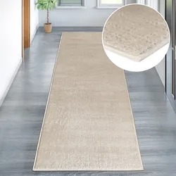 Läufer HOME AFFAIRE "Ariano" Gr. 18, beige, B:80cm H:12mm L:300cm, Kunstfaser, Teppiche, dezenter Glanz, Hoch-Tief-Struktur, Schrumpf Carving-Effekt