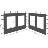 Quick Star 2 Seitenteile aus Polyester mit Fenster 300x195cm für Pavillon 3x3m Seitenwand Anthrazit RAL 7012 wasserdicht