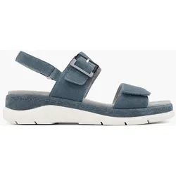 Leder Komfort Sandale - Damen - blau