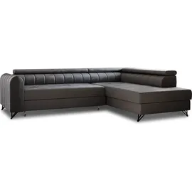 Sofnet Ecksofa mit Schlaffunktion und Bettkasten, Wohnlandschaft mit einstellbare Kopfstützen, Couch, Sofa, Bettsofa, Schlafsofa (Graphit (Kronos 22)