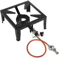 MuCoLa Hockerkocher Piezozündung 4 Bein + Gasschlauch Manometer 6,5KW