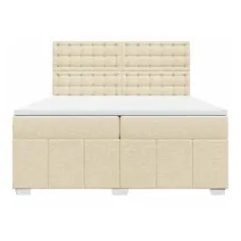 vidaXL Boxspringbett mit Matratze Creme 200x200 cm Stoff