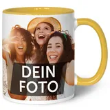 GRAVURZEILE Tasse zum selbst gestalten - Personalisiert mit eigenem Foto - Lebensmittelecht - Spülmaschinenfest - Mikrowellengeeignet - Fototasse Werbetasse oder Firmentasse mit Logo - Gelb