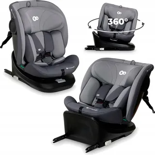 Kinderkraft I-GROW I-SIZE 40-150 cm, 360 grad drehbar, Kinderautositz mit Isofix station, FWF und RWF, Verstellbare Kopfstütze/Rückenlehne mit Liegeposition, Grau