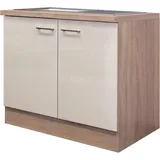 Flex-Well Exclusiv Spülenunterschrank Orlando 100 cm Kaschmir Glanz-Sonoma Eiche