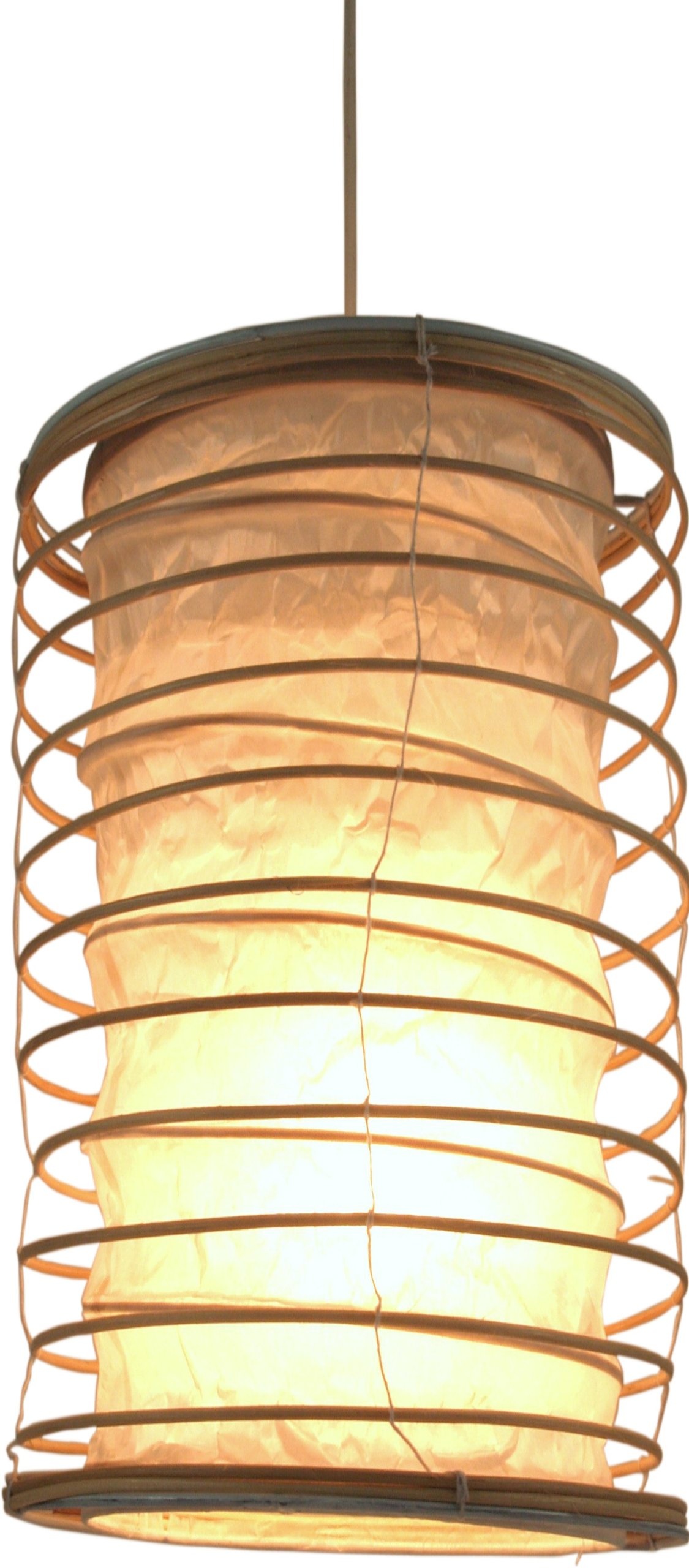 GURU SHOP Faltbarer Lampenschirm/Deckenlampe/Deckenleuchte Malai 50, Handgemacht in Bali, Baumwolle, Natur, Rattan, Farbe: Natur, 50x25x25 cm, Asiatische Lampenschirme aus Papier & Stoff