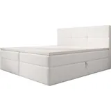 luxusbetten24 Boxspringbett Eleonora Bouclé mit Stauraum Weiß 180x200 mit Topper - Weiß
