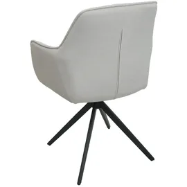 Mendler 2er-Set Esszimmerstuhl HWC-L79, Küchenstuhl Lehnstuhl Stuhl Armlehnen, drehbar Auto-Position Stoff/Textil - creme-beige