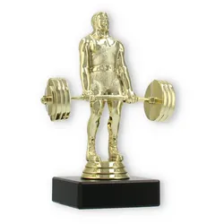 Pokal Kunststofffigur Kraftdreikampf Kreuzheben gold auf schwarzem Marmorsockel 15,0cm