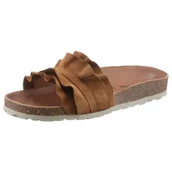 Pantolette VERBENAS "Rocio Roda", Damen, Gr. 39, braun, Leder, klassisch, Schuhe, Sommerschuh, Schlappen für Strand- und Badeausflüge geeignet