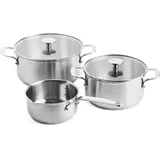 KitchenAid Stainless Steel 5-teiliges Kochgeschirr-Set, 3-lagige Antihaftbeschichtung, induktionsgeeignet, backofenfest, spülmaschinenfest, silber