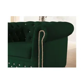 S-Style Chesterfield Garnitur Samt 3-Sitzer Grün