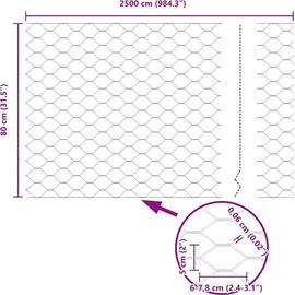 vidaXL Weidezaun 0,8 x 25 m Silber/Verzinkter Stahl