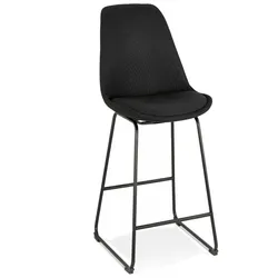 Hochstuhl Küchenhocker Metall Textilien | Snackhocker mit Rückenlehne | Barhocker schwarz gepolstert | Industrial Design | Kadima Design