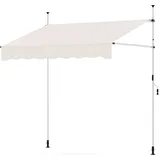 COSTWAY Klemmmarkise 200 cm breit, Balkonmarkise ohne Bohren mit Handkurbel, höhenverstellbar & UV-beständig, Markise Sonnenschutz Weiß - Weiß