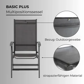 Kettler BasicPlus Multipositionssessel 61 x 65 x 109 cm anthrazit/anthrazit klappbar