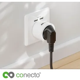 conecto conecto® Funk-Steckdosen-Set: 1x Funksteckdose und 1x Fernbedienung, Innenbereich, 2300 Watt, kompaktes Design, weiß
