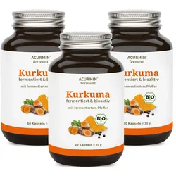 Bioaktive Kurkuma Kapseln – fermentiert & bio-zertifiziert – Acurmin ferment 180 Stück / 3 Monate