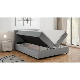 panda möbel BOXSPRINGBETT Diamaro 160x200 cm mit Bettkasten und Topper - Hellgrau - Hellgrau