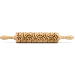 Teigroller FOLKROLL "3D-Motiv-Teigrolle", braun, L:43cm, Buchenholz, Teigroller, Stechpalme