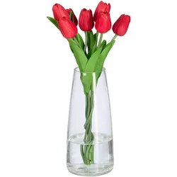 Relaxdays Vase, Glasvase für Blumen, Tischvase aus Glas, hohe Blumenvase, Dekovase, Maße HxD: 21,5 x 10 cm, transparent