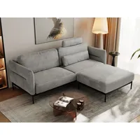 Ecksofa SALENTO L Velvet Hellgrau - Hellgrau