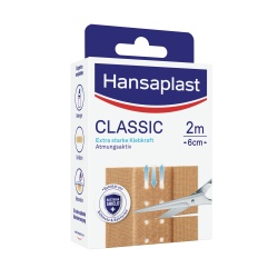 Hansaplast Classic Pflaster, Zuschneidbare Wundversorgung mit starker Klebkraft, 1 Packung = 2 Meter x 6 cm