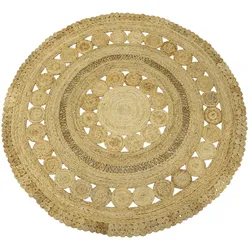 Sisalteppich CARPETFINE "Juteteppich Finn", beige (natur), H:13mm Ø:90cm, Jute, Teppiche, natürliches Pflanzenmaterial von Hand gewebt, Boho Style