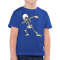 Shirtracer T-Shirt Dabbing Skelett Halloween Kostüme für Kinder Jungs blau 140 (9/11 Jahre)