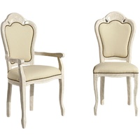 JVmoebel Esszimmerstuhl, Stuhl mit Armlehne Holz Neu Esszimmer Stühle Design Sessel Barock weiß