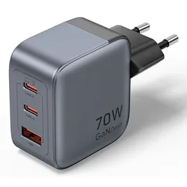 Vention GaN USB-C+C+A 70W Charger (Gray)