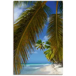 Artland Leinwandbild »Palmenstrand, Insel Isla Saona«, Karibikbilder, (1 St.), auf Keilrahmen gespannt Artland Farbe Bild(er): blau