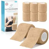 Health Press Selbstklebender Verband - 8x Pflaster Rolle (5,0cm x 4,5m) - Original Health Press Verbandsmaterial - Elastische Bandage - Haftbandage selbstklebend Hautfarben