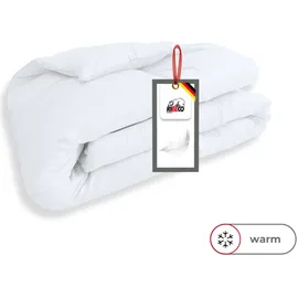 RIBECO Federbettdecke RIBECO "Laram, Bettdecken für Sommer oder Winter, Made in Germany", weiß, B:155cm L:220cm, Bezug: 100% Baumwolle. Füllung: 90% Federn, 10% Daunen, Bettdecken, Super Preis-Leistung, Bettdecke 135x200 cm oder 155x220 cm, Decke