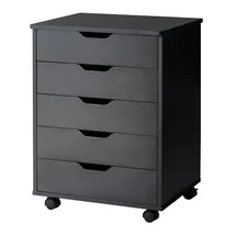 Costway Rollcontainer 5 Schubladen 49,5 x 41 x 66,5 cm Schwarz