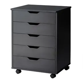 Costway Rollcontainer 5 Schubladen 49,5 x 41 x 66,5 cm Schwarz