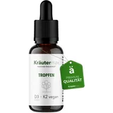 NEU! Kräutermax Vitamin D3 Vitamin K2 Tropfen | D3 K2 Tropfen Hochdosiert | MK7 Natürlich | Vitamin D3 und K2 Tropfen vegan und natürlich | Nach originaler Kräutermax Rezeptur | 1 x 50 ml