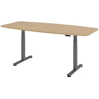Bümö Konferenztisch, Eiche, Graphit, Nachbildung,Eiche, Oval, 220x74x103 cm, FSC