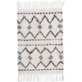 Tom Tailor HOME Badematte »Ethno Bath«, fußbodenheizungsgeeignet, Badteppich, Berber Look, mit Fransen, ZickZack Muster, reine Baumwolle, weiß