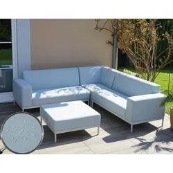 Mendler Alu-Garten-Garnitur HWC-C47, Sofa, Outdoor Stoff/Textil ~ blau ohne Ablage, ohne Kissen