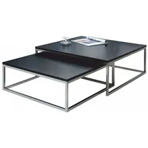 Casa Padrino Couchtisch 2er Set Schwarz / Silber - Wohnzimmer Möbel