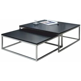 Casa Padrino Couchtisch 2er Set Schwarz / Silber - Wohnzimmer Möbel