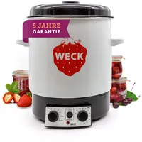 Weck Einkochautomat WAT15 Emaille mit Zeitschaltuhr & Präzisionsthermostat – 29L Einkochtopf, Glühweinkocher, Dampfentsafter, Einweckautomat – Edelstahl, Made in Germany, hochwertig & vielseitig