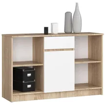 Akord Kommode 120 x 77 x 40 cm Sonoma Eiche / Weiß